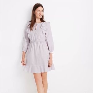 NWT Madewell Ruffle-Shoulder Mini Dress